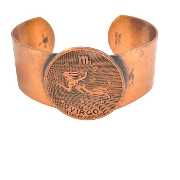 Vintage Copper Virgo Zodiac Cuff Bracelet - Picture 1 of 8